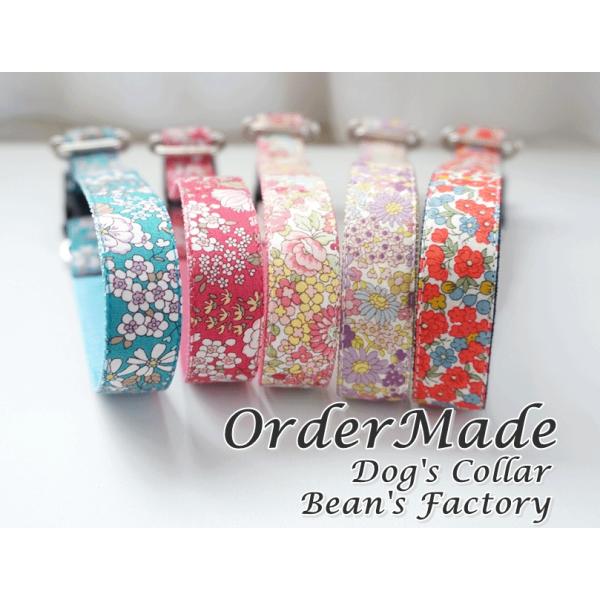 犬用首輪／ハーネス  プティフルール（全５色）  オーダーメイド品  子犬  小型犬  中型犬  花柄  猫の首輪  １０mm