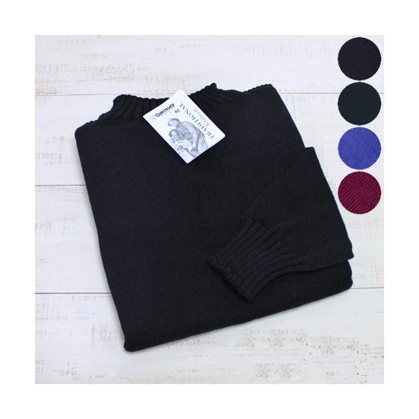Guernsey ネイビー クルーネックセーター サイズ42 Guernsey Woollens ガンジーウーレンズ トラディショナルセーター