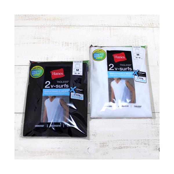 Hanes ヘインズ 2枚組 Vネックサーフシャツ 2P ホワイト ブラック X