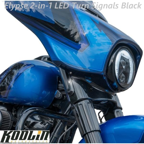 Kodlin・2006upツーリングモデル・2in1 エリプス LED ホワイト/アンバー フロントウインカー ブラック　K68520　2040-2991　ハーレー