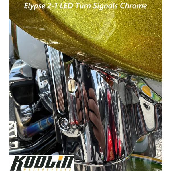 Kodlin・2006upツーリングモデル・2in1 エリプス LED ホワイト/アンバー フロントウインカー クローム　K68521　2040-3029　ハーレー