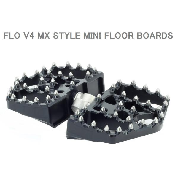 FLO MOTORSPORTS V4 MXスタイル ミニフロアボード ブラック　FPEG-800V4BLK　122-8220　ハーレー