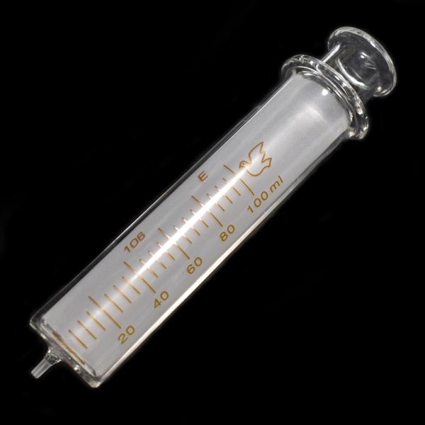 注射器 インジェクター ガラス製 シリンジ 100ml スリップ型 硝子 実験