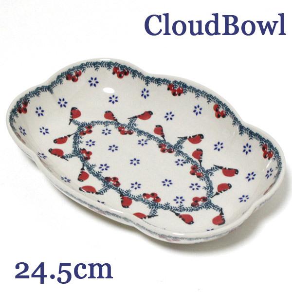 ポーランド陶器・食器 クラウドボウル L 24.5cm 赤い実と鳥 マニュ