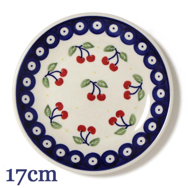 ポーランド 食器 陶器 プレート 17cm チェリー柄とピーコックアイ T130