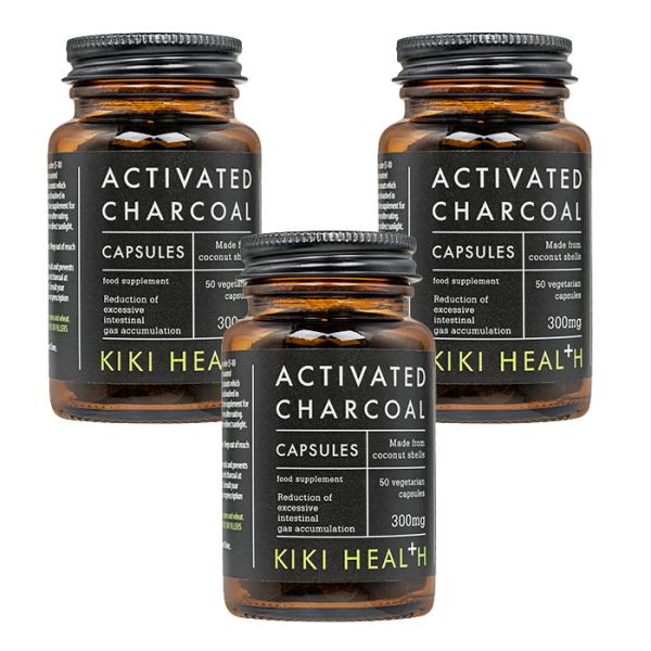 アクティベーティッドチャコール 300mg 3本 キキヘルス Kiki-Health Activated Charcoal ヤシ殻 ココナッツシェル活性炭100% 日時指定不可