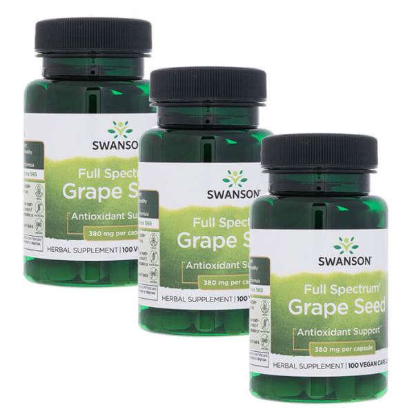 【商品説明】1カプセルに380mgのグレープシード（ブドウの種子）パウダーが含まれています。天然ハーブ由来のサプリメントが毎日を応援します。　≪内容量≫3本（1本/100カプセル）