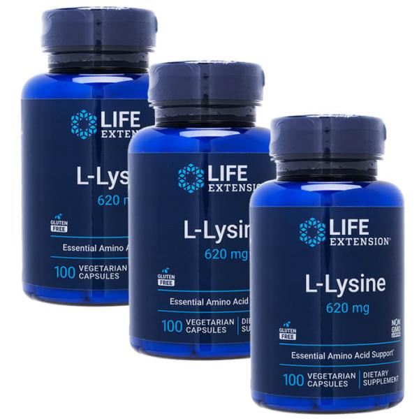 ライフエクステンション　L-Lysine620mg 100ベジカプセル　3本　Life Extension リジン　L-リジン　LE商品 日時指定不可