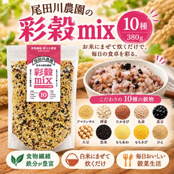 正規販売店 彩穀ミックス10種 380g 1個 10種類の穀物 雑穀米 尾田川農園 ヤマトメール便発送