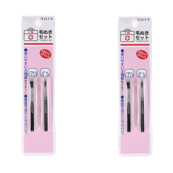 白十字 ファミリーケア 毛ぬきセット白十字のファミリーケア毛ぬきセットは、さびにくいステンレス製で幅広く使える便利なアイテム!使いやすい2種類のピンセットがセットになっており精密で優れた先合せが特徴眉毛の形を整えたり、ムダ毛をスッキリ除去し...