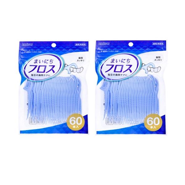 【 2個セット 】 まいにちフロス 60本入 B-D4680 毎日フロス デンタルフロス ホルダータイプ F字 歯間ブラシ F型 歯間ケア 歯ブラシ