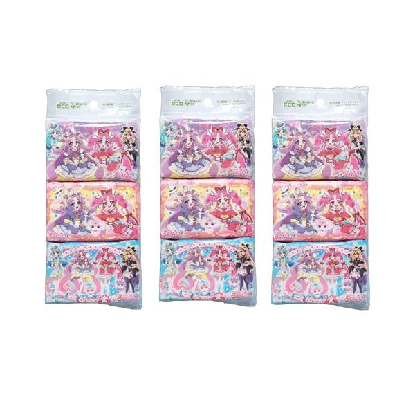 名探偵プリキュア 水に流せるプリントティシュ 3個セット 入園 入学 準備 合計18個 アンサー ミスティック エクレール アルカナ ポチタン マシュタン