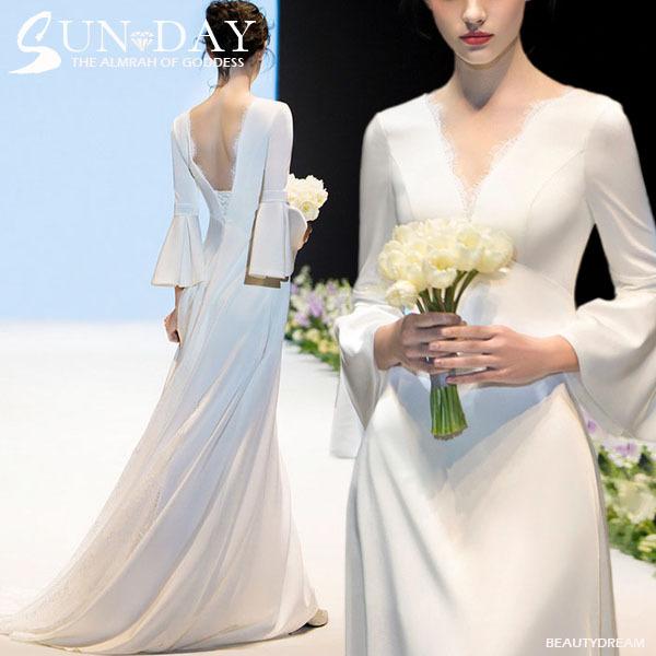 新品ウェディングドレス ウェディングドレス白 パーティードレス セクシーvネック 花嫁ロングドレス 結婚式 トレーンライン 二次会 エレガント お呼ばれhs5496 Hs5496 Sun Day 通販 Yahoo ショッピング