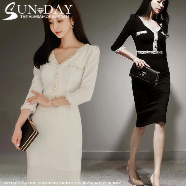 ワンピースレディース キャバドレス ドレス ワンピース七袖 ワンピース通勤 膝丈 きれいめ お呼ばれ ｖネック 代30代40代 キャバクラ ワンピースyd 5396 Yd 5396 Sun Day 通販 Yahoo ショッピング