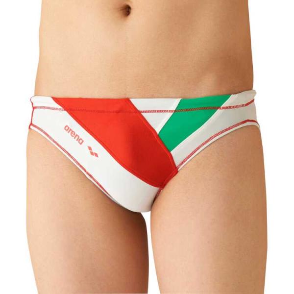 色鮮やかな色で直線的に切り替えられたカラー切り替えデザイン。*前後にブラックの裏地が付きます。素材:フルダルUV・ダブルエステル(ポリエステル・ポリウレタン)原産国:中国又は日本 キーワード[ スポーツ・アウトドア:水泳:競技水着:メンズ競...