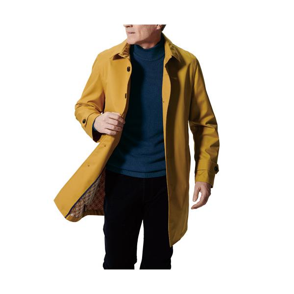 秋冬 洗練 ステンカラーコート（全2色） アウター ハーフコート メンズ 紳士服 シニア マスタードイエロー ネイビー 黄色 紺色 シニアファッション 50代 60代 70代 80代 父の日 お父さん　fri　p20240　p23509 beautyshop24_p20240