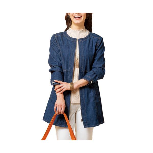秋冬 ノーカラーデニムロングジャケット インディゴブルー ノーカラージャケット レディース 婦人服 ミセス シニア ジャケットコート fri p23486 :p20250:ビューティーショップ - 通販 - Yahoo!ショッピング 秋冬 ノーカラーデニムロングジャケット インディゴブルー ノーカラージャケット レディース 婦人服 ミセス シニア ジャケットコート fri p23486 :p20250:ビューティーショップ - 通販 - Yahoo!ショッピング