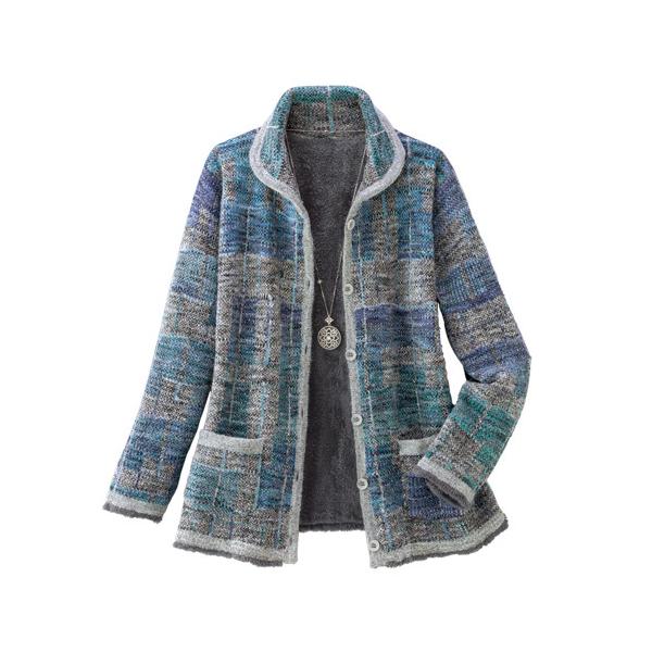 ７８３６【新品】レディースミセスシニア　暖かモヘヤ混　裏付きカーディガン　ニット 7836【新品】レディースミセスシニア 暖かモヘヤ混 裏付き