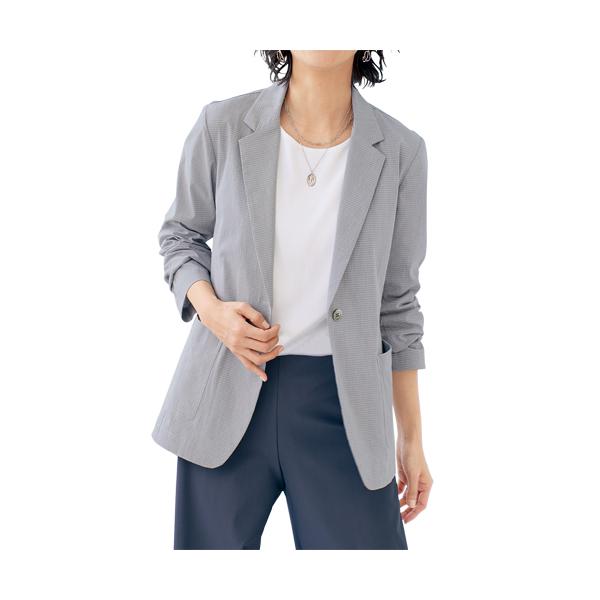 ストレッチサッカージャケット 全3色 テーラードジャケット サッカー素材 レディース 婦人服 ミセス シニア 女性 グレー ホワイト ブルー 灰色 白 青 水色 無地 シンプル 上品 かっこいい サマージャケット 40代 50代 60代 70代 80代 90代 母の日 お母さん 春夏　nss　p27273 ストレッチサッカージャケット 全3色 テーラードジャケット サッカー