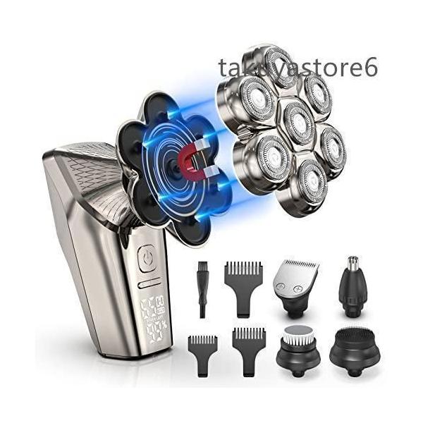 スキンヘッド用シェーバー スキンヘッド シェーバー 7D 磁気インターフェース式 スキンヘッド用電気シェーバー メンズシェーバー 電気シェーバスキンヘッド用シェーバー スキンヘッド シェーバー 7D