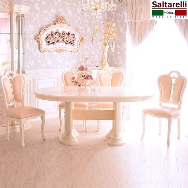 冬バーゲン オリジナルフローレンス １７５ｃｍダイニング ｐｖｃ５点セット イタリア製サルタレッリ 姫系 ロココ調 インテリア アンティーク家具 イタリア家具 人気新品送無