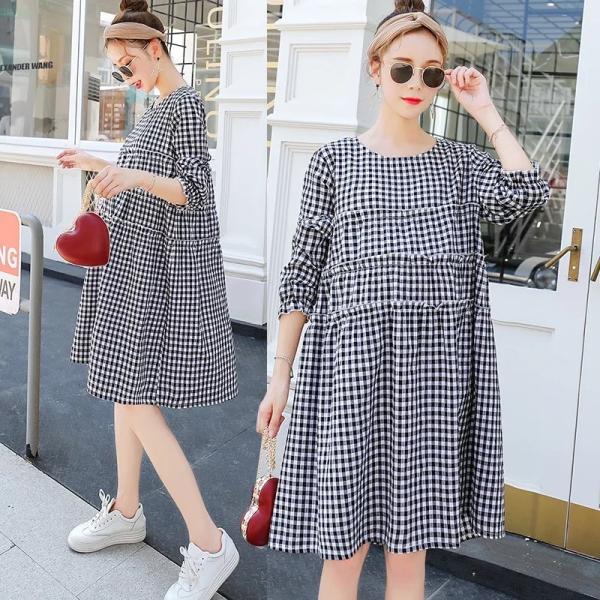 マタニティー服 産前産後 長袖 マタニティ オールインワン ワンピース マタニティウェア 大きいサイズ Aライン チェック柄 妊婦 春夏秋 Buyee Servicio De Proxy Japones Buyee Compra En Japon