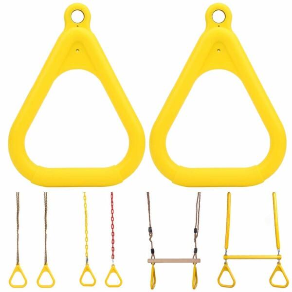 子供体操吊り輪 子供向け 三角形 体操リング 最大耐荷重80kg 耐久性 携帯便利 筋トレ 筋力 トレーニング エクササイズ (黄色) プラスチック製品商品コード：37068060661