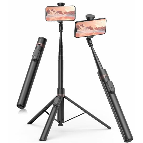 TONEOF 自動展開式三脚 168cm スマホ 三脚 自撮り棒 携帯