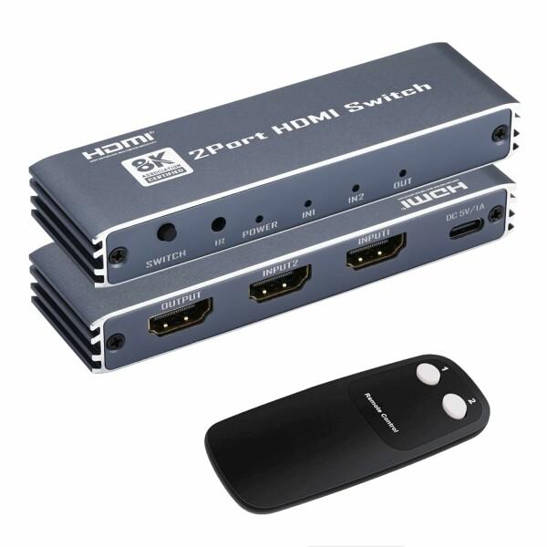 HDMI 2.1 切替器 8k@60hz、4K@120Hz、1080P@240Hz 2入力1出力 IR