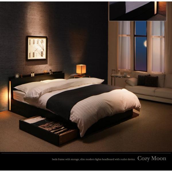 収納付きベッド 収納ベッド シングル ライト付き モダン ホテルライク マルチラススーパースプリングマットレス付き 収納ベッド ホテルライク ベッド ジェネリック 北欧風ベッド専門店
