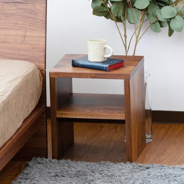 VEILナイトテーブルベッドサイドテーブル ウォールナット 国産日本製 無垢