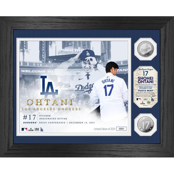 ドジャース 大谷翔平選手 移籍記念ダブルコインフォトミント ウッドフレーム シリアル番号入り 記念品 記念グッズ 記念アイテム