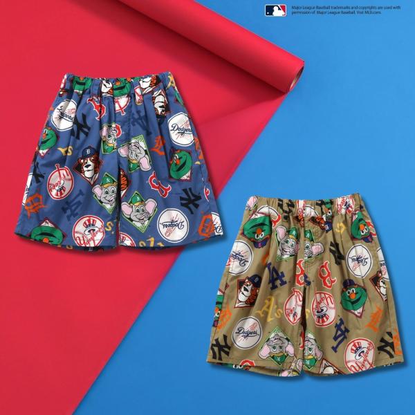 BREEZE ブリーズ キッズ MLB 総柄ショーツ 半ズボン ハーフパンツ ヤンキース ドジャース レッドソックス メジャーリーグ メジャーリーガー R421025【送料無料】