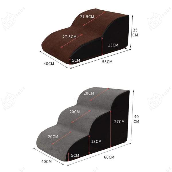 ??【商品サイズ】（3段）サイズ: 60×40×40cm， ペットが上り下りするとき膝/腰を保護することができます。それはほとんどの犬やペットに適した90kgに耐えることができます。??【 昇り降り心地よい 】ジャンプをしないでソファやベッ...