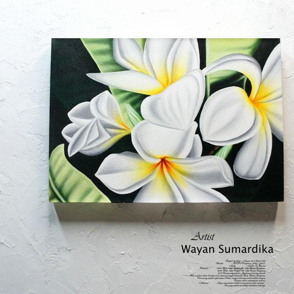 絵画 バリ絵画 アートフラワー 花 アクリル絵画 プルメリア 