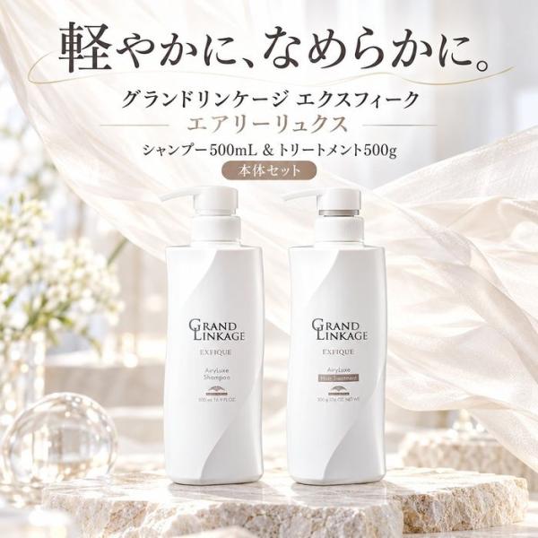 ミルボン グランドリンケージ EX エクスフィーク エアリーリュクス シャンプー 500mL トリートメント 500g セット 本体 軟毛 普通毛 細い髪 うねり カラーケア