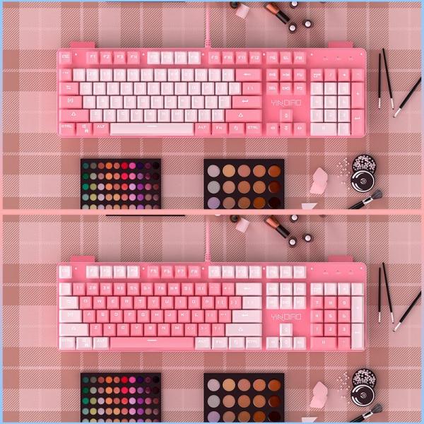 ゲーミングキーボード 女性 レディースキーボード レディース キーボード 有線 桜ピンク 104キー 可愛い バックライト付き パソコン Pc ゲーミング キーボード 女性人気 個性 青軸 代購幫