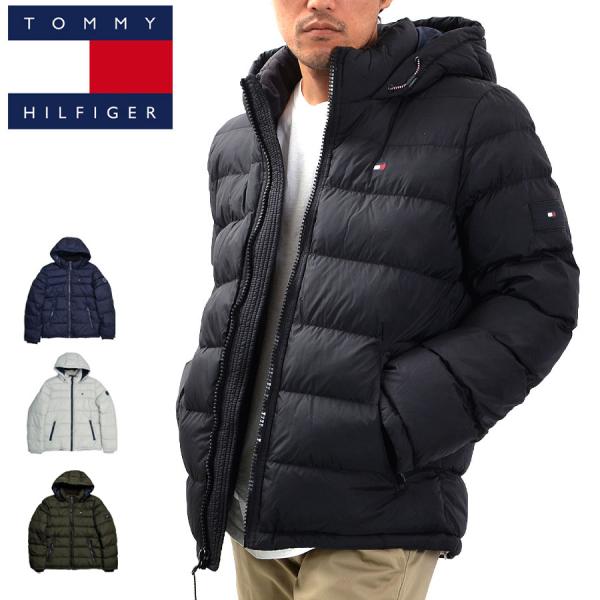 トミーヒルフィガー メンズ ダウンジャケット TOMMY HILFIGER158AN508 CLASSIC HOODY PUFFER JACKET クラシック ナイロン オリーブグリーン 深緑 黒 紺 白フーディー パファー ジャケット グ...