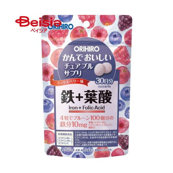 葉酸 オリヒロ かんでおいしいチュアブルサプリ鉄＋葉酸120粒 | 葉酸 鉄 チュアブル サプリメント 健康維持 妊娠 授乳