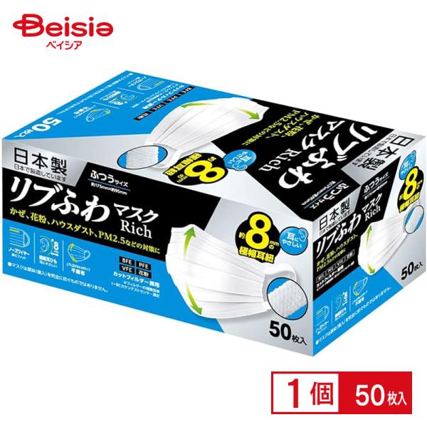 リブふわマスク　小さめ　50枚　20箱セット　マスク　不織布 業務用にも リブ・ラボラトリーズ 日本製リブふわマスクリッチ小さめ 50枚