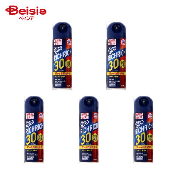 【第2類医薬品】医薬品 サラテクト リッチリッチ30 200ml 5個 |  アース製薬 蚊 ブユ ブヨ アブ ノミ イエダニ マダニ サシバエ トコジラミ ナンキンムシ ツツガ
