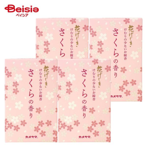 【ポイント10倍！2/19 -3/5】カメヤマ 花げしき 桜の香りミニ寸 50g×4個 | お線香 桜 サクラ さくら ミニ寸 短い 50g 4個 セット お供え 墓参り 仏壇 仏具 炭