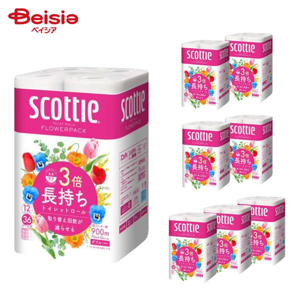 スコッティフラワー3倍長持ち12ロールダブル ×8個セット