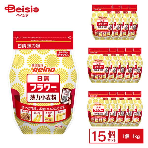 日清ウェルナ 日清 フラワー? チャック付 1kg×15個 ケース販売 まとめ買い