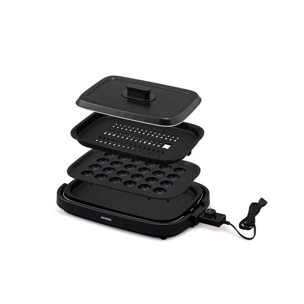 余分な油を落とす、穴あきプレートを採用した網焼き風ホットプレートです。穴あきプレートで油を落とすため、煙が発生しにくく、また油の飛び散りも少ないので片付けが簡単です。穴から落ちた油は水受皿へ落ちるので、お手入れが簡単です。プレートは平面プレ...