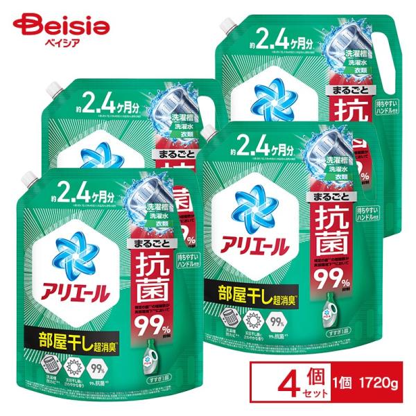 P&amp;G アリエールジェル部屋干しプラスつめかえ超ウルトラジャンボサイズ 1720g×4個セット