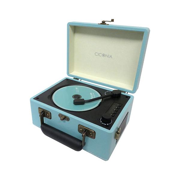 センター商事 CICONIA レトロ型CDプレーヤー Bluetooth受信/送信 内蔵バッテリー ライトブルー CCD-0010LB