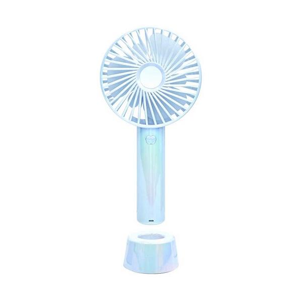 夏 ハンディファン 充電式 軽量 WINSY USB スタンド付/オーロラブルー トレードワン 30937