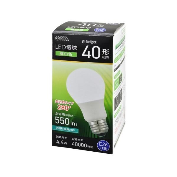 LED電球 E26 40形相当 昼白色 オーム電機 LDA4N-G AG59
