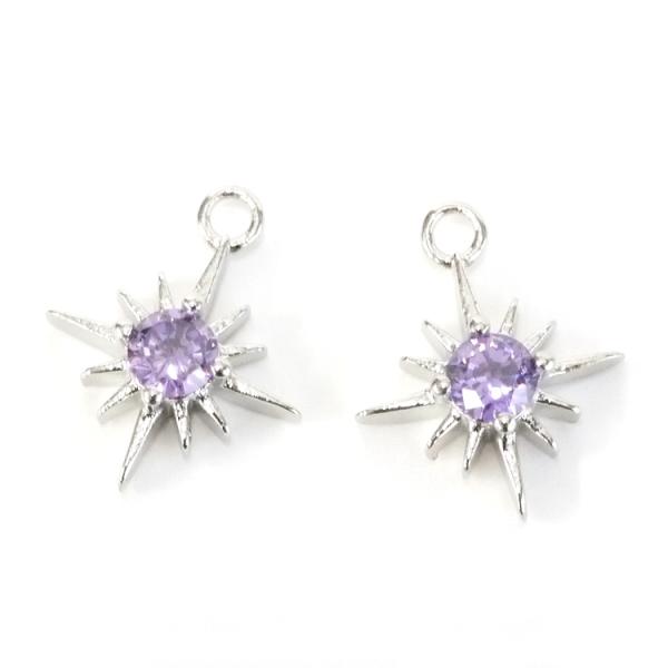 2個入り】2月アメジストStarモチーフの誕生石シルバーチャーム NF